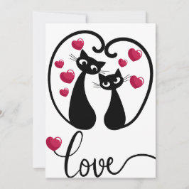 Convite para Dia de os namorados de Casal de Gato