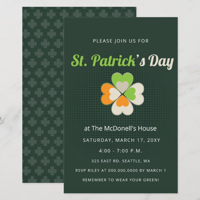 Convite para Dia de São Patrício de Sinalizador Ir (Frente/Verso)