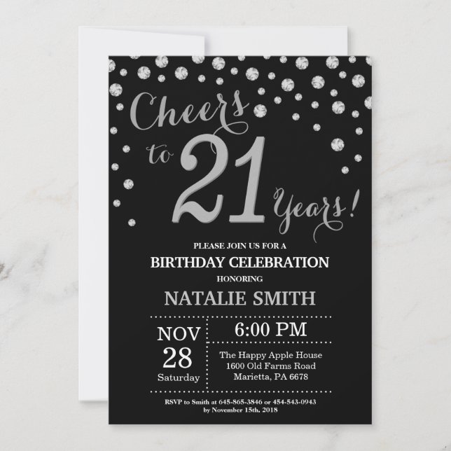 Convite para Diamante aniversário de 21 anos de Pr (Frente)