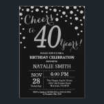 Convite para Diamantes aniversário de 40 anos de B<br><div class="desc">aniversário de 30 anos com fundo de diamante preto e prateado. Prata Confetti. Aniversário Adulto. Homens ou Mulheres Aniversário.
Para mais personalização,  clique no botão "Personalizar" e use a ferramenta design para modificar este modelo.</div>