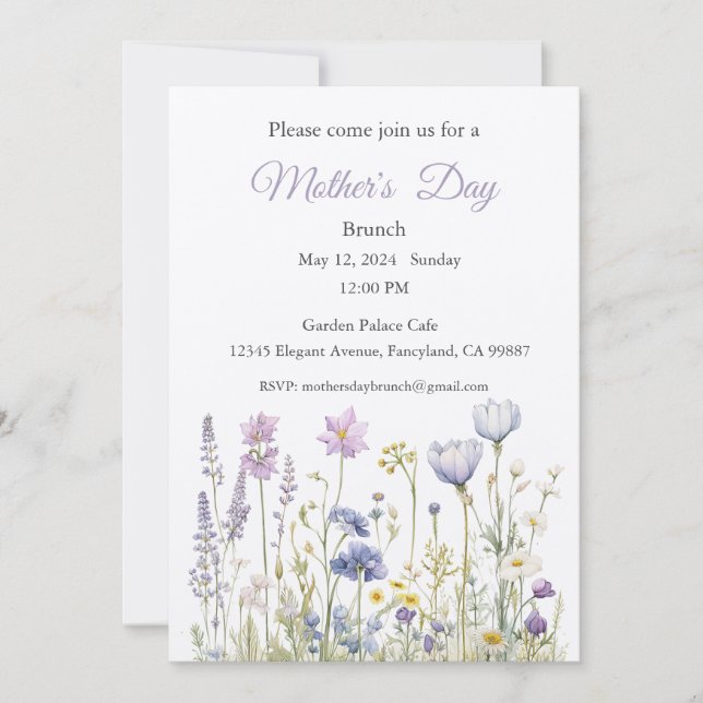 Convite para dias de as mães, Almoço de Brunch de  (Frente)