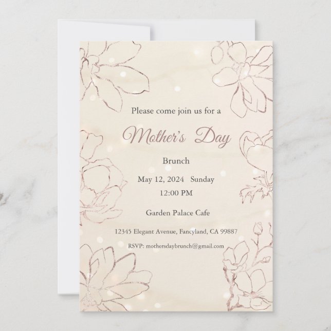 Convite para dias de as mães, Almoço de Brunch de  (Frente)