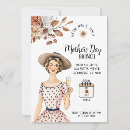 Convite para dias de as mães - Senhora com chapéu 