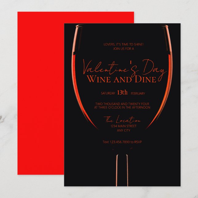 Convite para dias de os namorados e Dine (Frente/Verso)