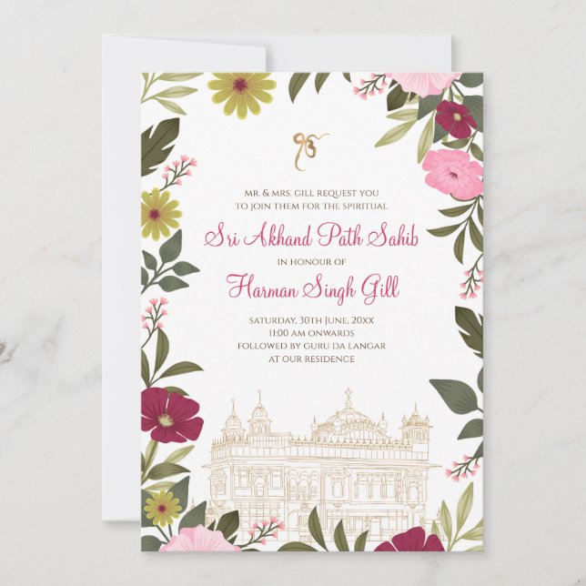 Convite para Digital Sukhmani ou Akhand Path (Frente)