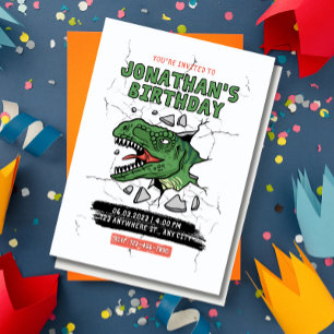 Convite para Dinossauro Editável, Aniversário de c