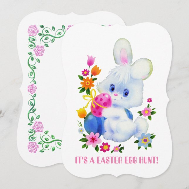 Convite para diversão da festa de caça de ovos de  (Frente/Verso)