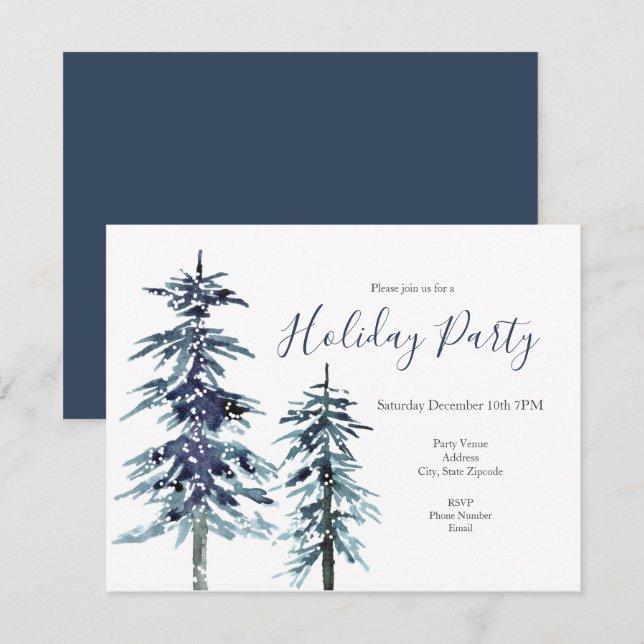 Convite para duas árvores de pinheiro de inverno p (Frente/Verso)