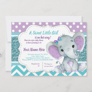 Convite para Elefante de Garota Bonita para Teal d