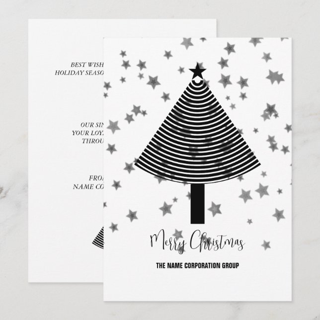 Convite para empresas da árvore de Natal abstrato (Frente/Verso)