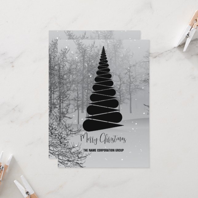 Convite para empresas da árvore de Natal abstrato (Frente/Verso In Situ)