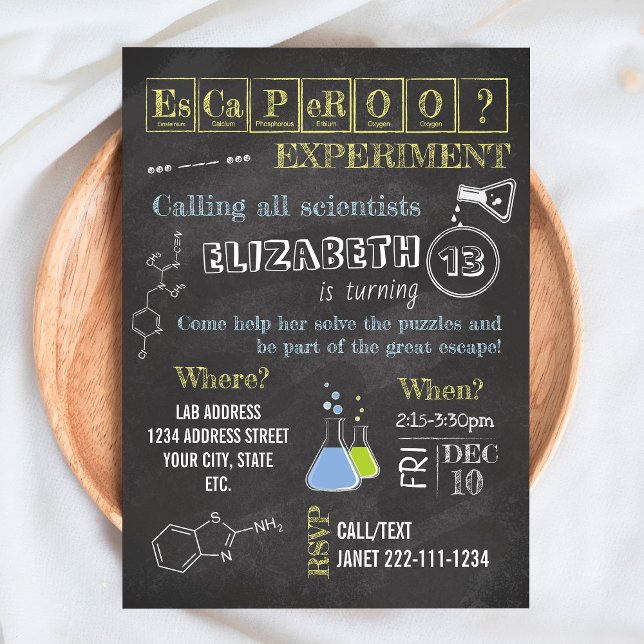 Convite para Escape Room de Laboratório de Ciência (Criador carregado)