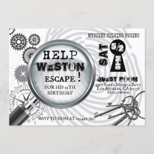 Convite para Escape Room de Mistério