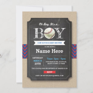 Convite para esportes de Chá de fraldas Red Boy Bl