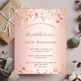 Convite para estrelas rosa de festa de aniversário