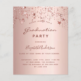 Convite para estrelas rosa de festa de formatura