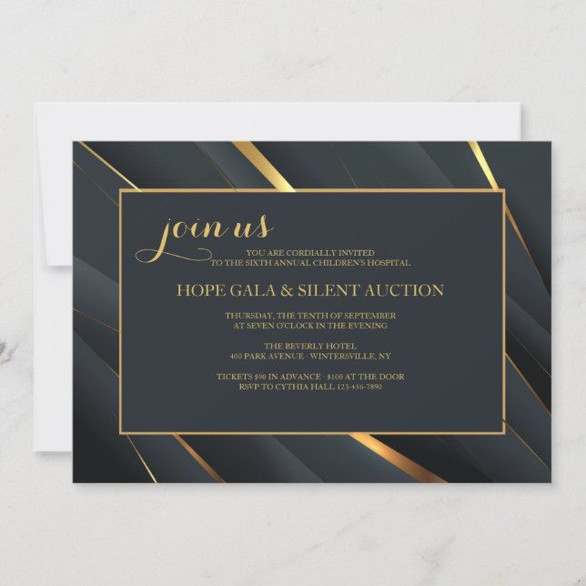 Convite para Evento de Apoio Elegante (Frente)