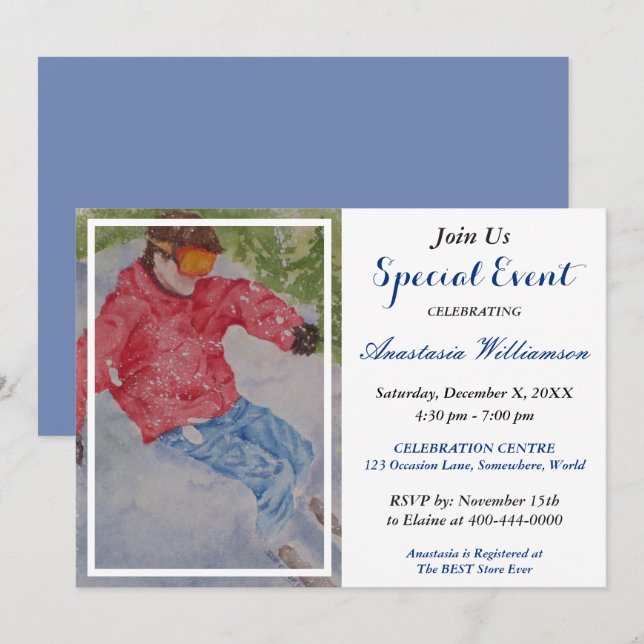 CONVITE PARA EVENTO DE FESTA APÓS-ESQUI (Frente/Verso)