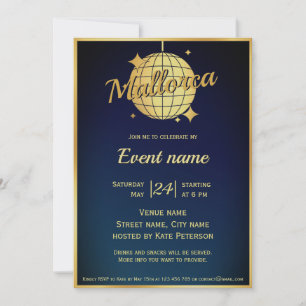 Convite para evento de festa noturna em Mallorca E