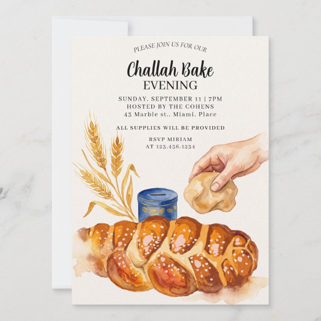 Convite para Evento de Pão Challah Judaico (Frente)