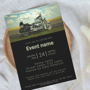 Convite para evento temático motocicleta