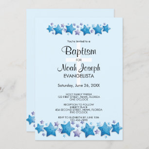 Convite para Eventos BAPTISM de Estrelas Azuis Mod