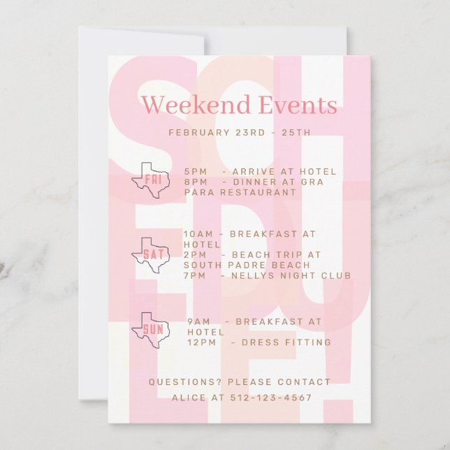 Convite para Eventos de Fim de Semana de Despedida (Frente)
