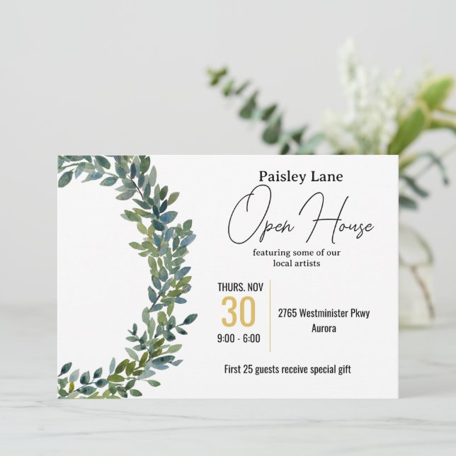 Convite para eventos para casa aberta ou outro (Em pé/Frente)