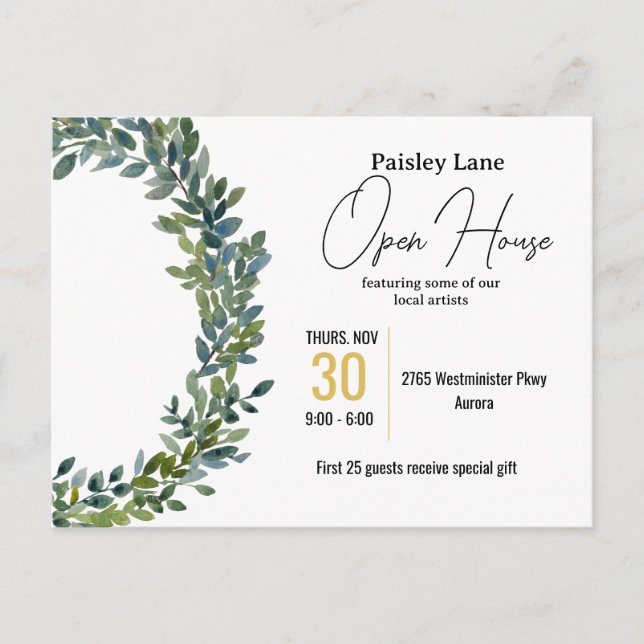 Convite para eventos para casa aberta ou outro (Frente)