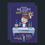 Convite para Experiência Mad Science Festa de aniv<br><div class="desc">Experiência de Festa de aniversário de Ciências Loucas Convidar design para uma garota ou um garoto. Traseiro incluído.</div>