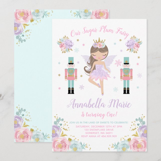 Convite Para Fadas De Açúcar Convidado Para Nozes (Frente/Verso)