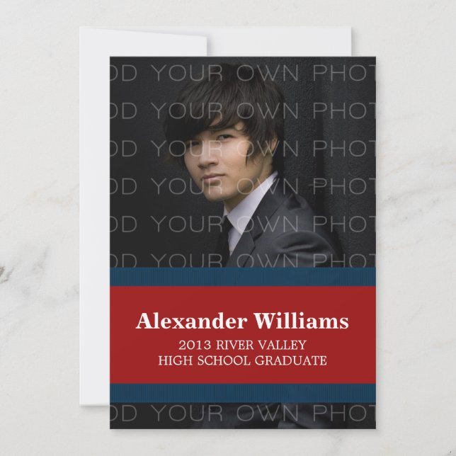 Convite para faixas de cores azuis/vermelhas da es (Frente)