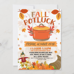 Convite para Fall Potluck, Autumn Lunchee Convide