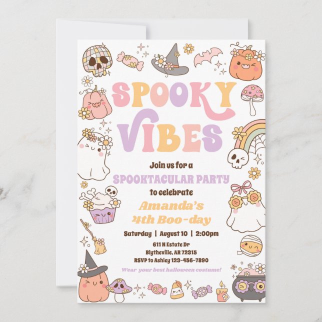 Convite para fantasmas do Spookes Vibes Halloween (Frente)