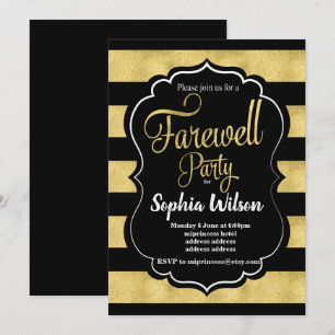 Convite para Farewell Party Dourado