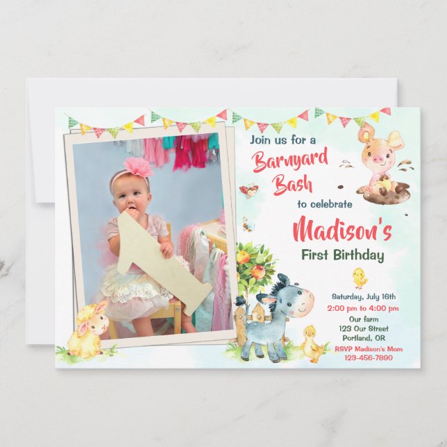 Convite para Fazenda de aniversário de foto Convit (Frente)