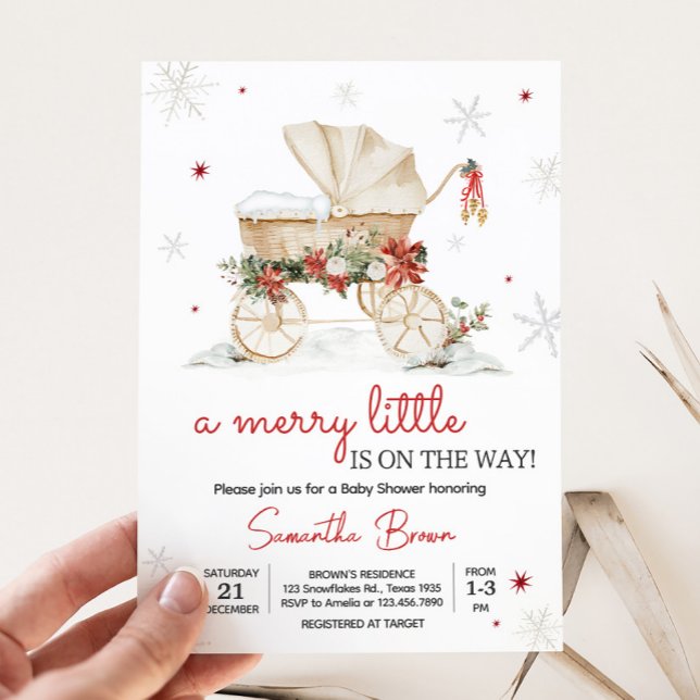 Convite para feliz de Chá de fraldas de pequeno de (Merry Little Baby Shower Invitation )