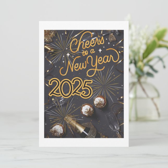 Convite para felizes anos novos (Em pé/Frente)