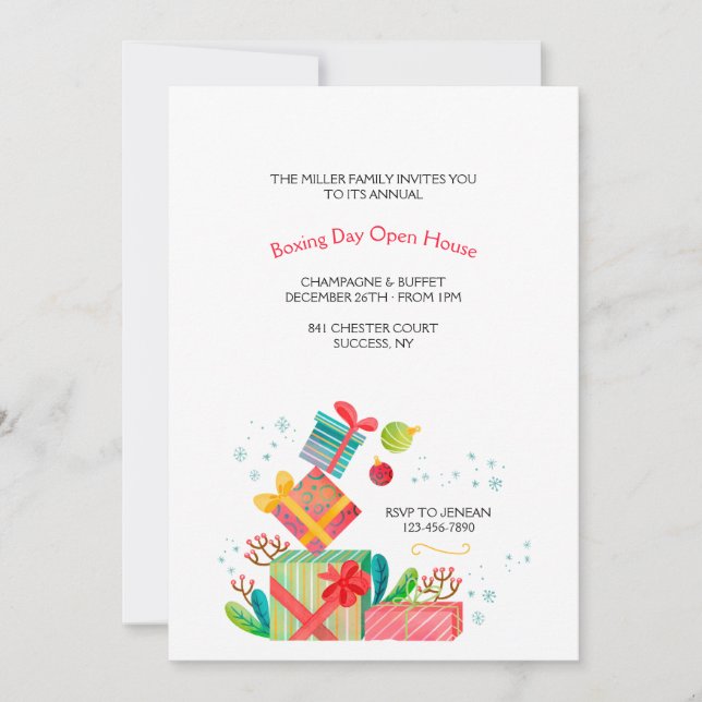 Convite para Feriado no Dia de Boxing (Frente)