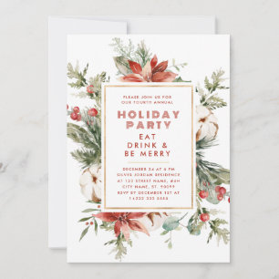 Convite para Férias de Frame Floral do Tema de Nat