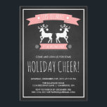 Convite para Férias Feriadas de Chalkboard para Re<br><div class="desc">Flocos de neve e Reindeer Chalkboard Foliday Party Convite para festa de feriado personalizável. Ele tinha duas bandeiras cor-de-rosa,  flocos de neve e renas gêmeas com ornamentos.</div>