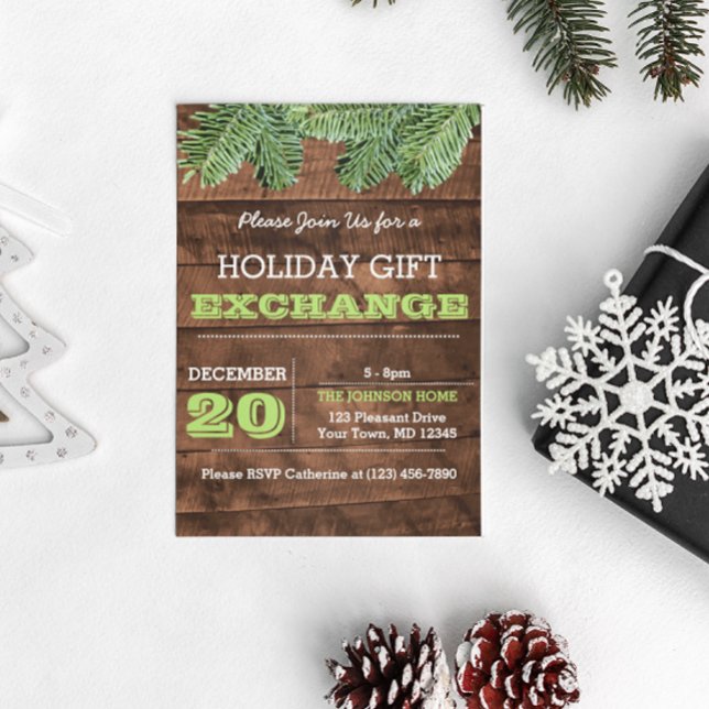 Convite para Férias Rústicas de Madeira e Pinheiro (Criador carregado)