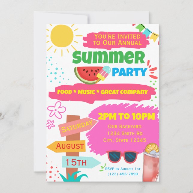 Convite para Festa Anual de Verão (Frente)