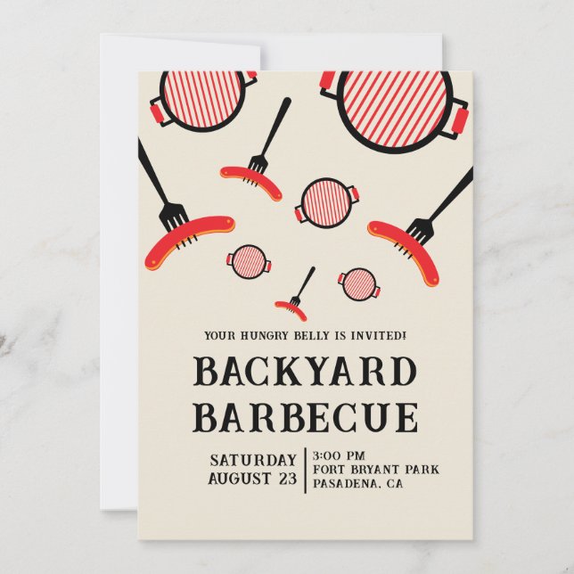 Convite para Festa BBQ Grill & Fork (Frente)