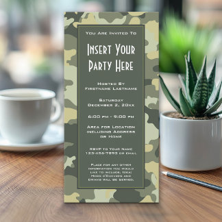Convite para Festa com Camuflagem Militar