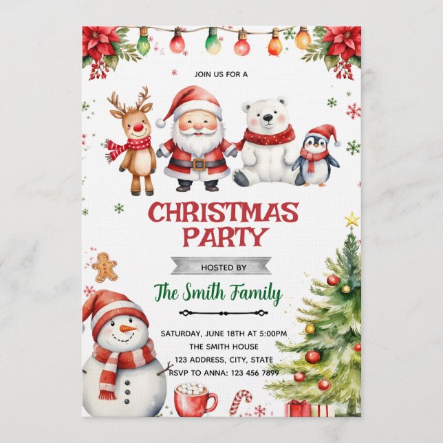 convite para festa com tema de Natal (Frente)