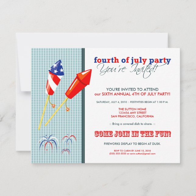 Convite para Festa/Cookout no verão 4 de julho:2 (Frente)