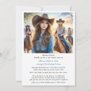 Convite para festa de 15 anos de Cowgirl Western