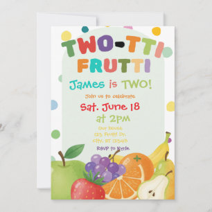 Convite para festa de 2 anos TWO-TTI FRUTTI