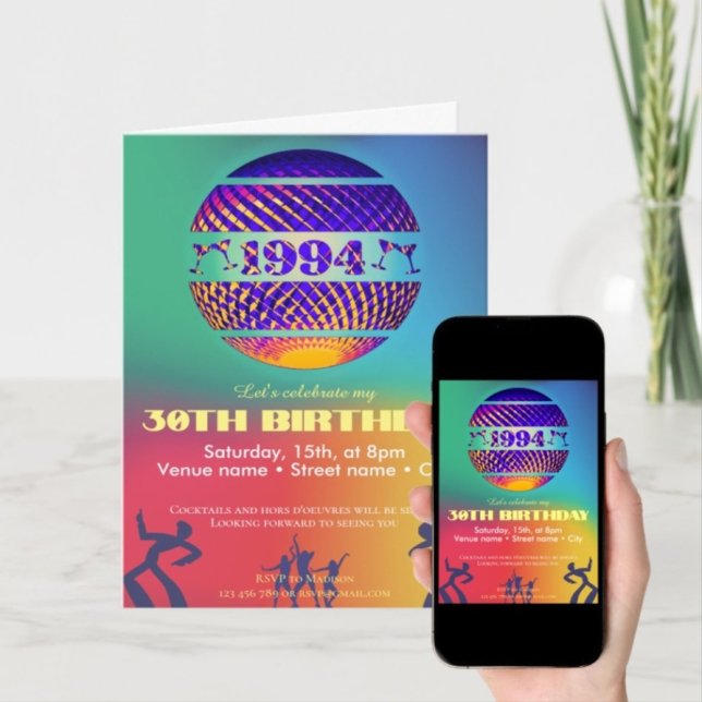 Convite para festa de 30 anos de 1994 (Criador carregado)